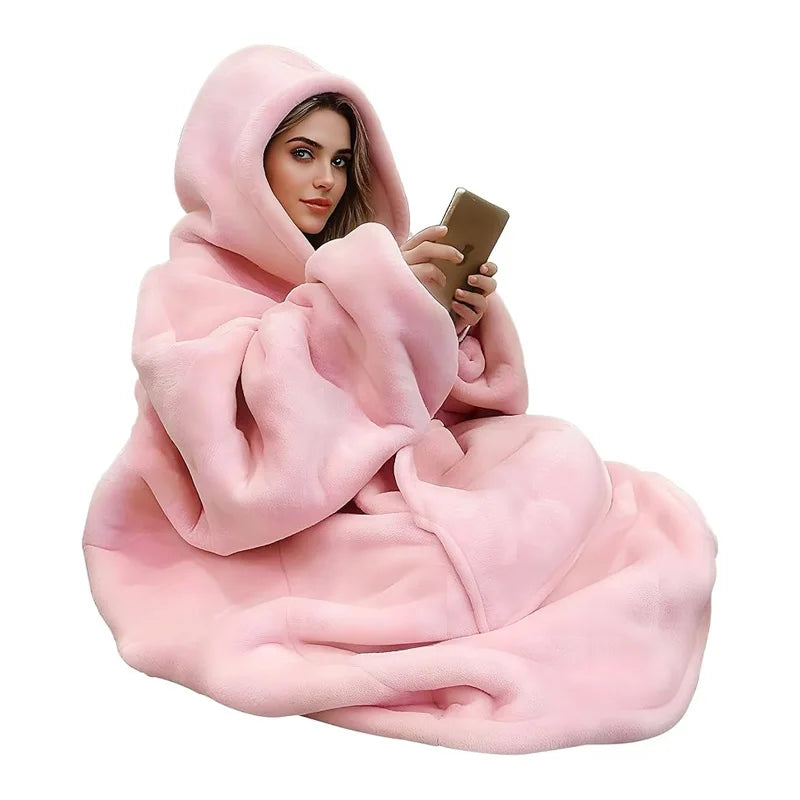 NONECN Wearable Blanket Hoodie For Adults With Sleeves And Pockets