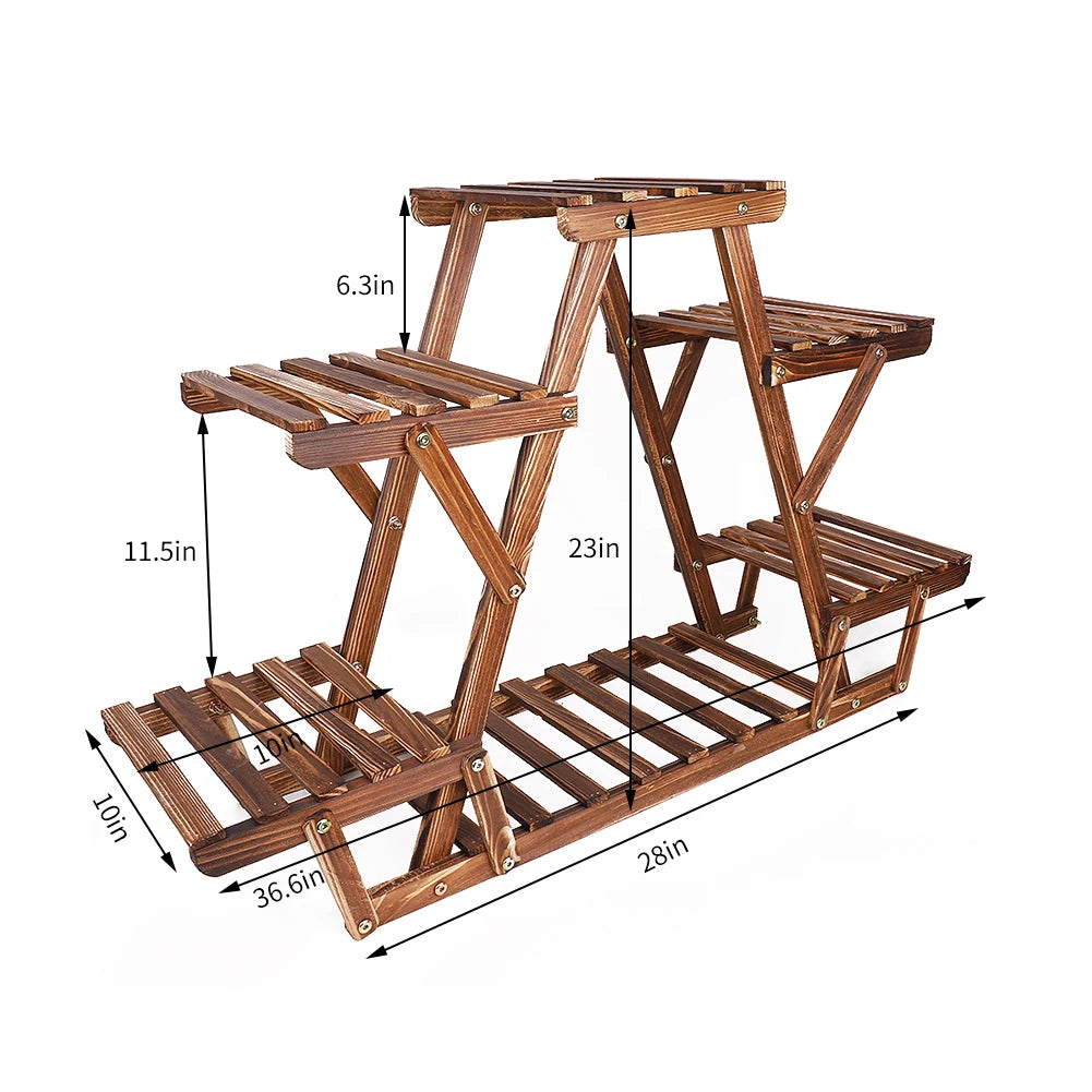 Wisfor 6 Tier Wood Plant Stand Indoor Outdoor Corner Rack