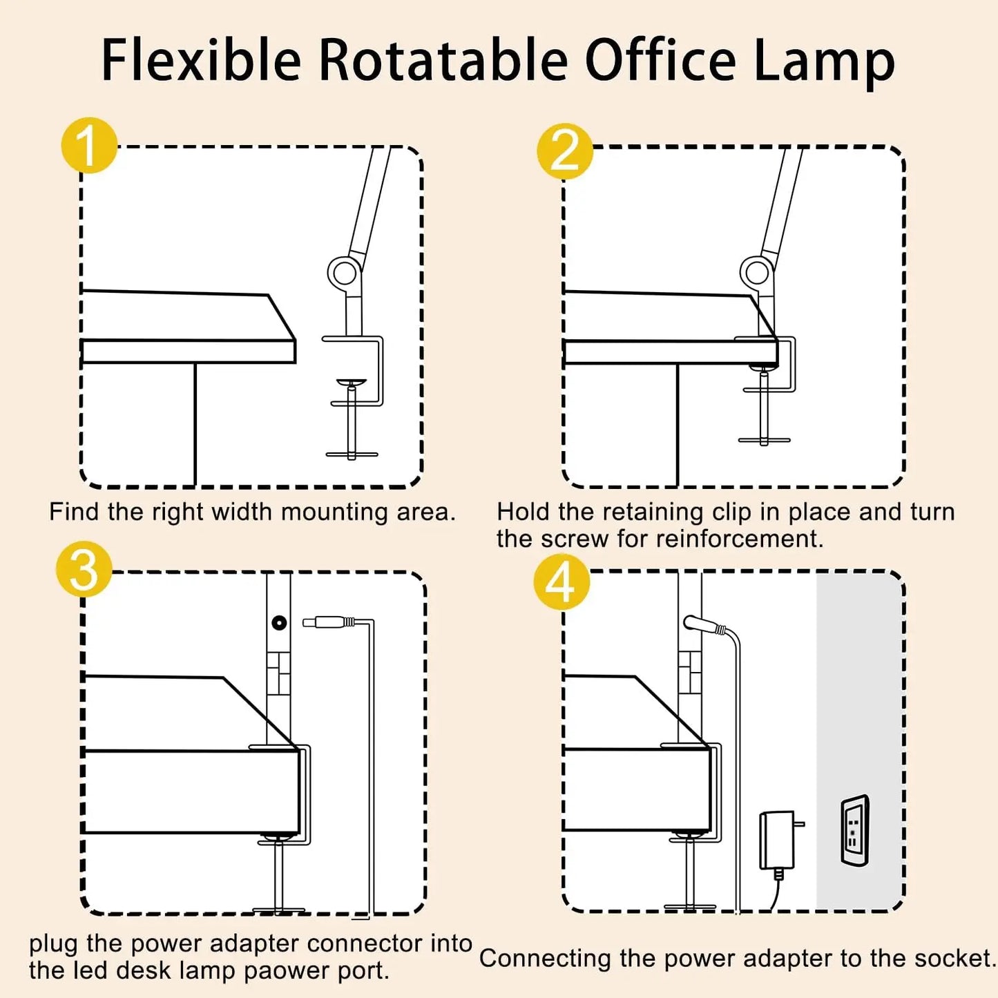 LED Desk Lamp With Clamp Flexible Swing Arm 4 Modes
