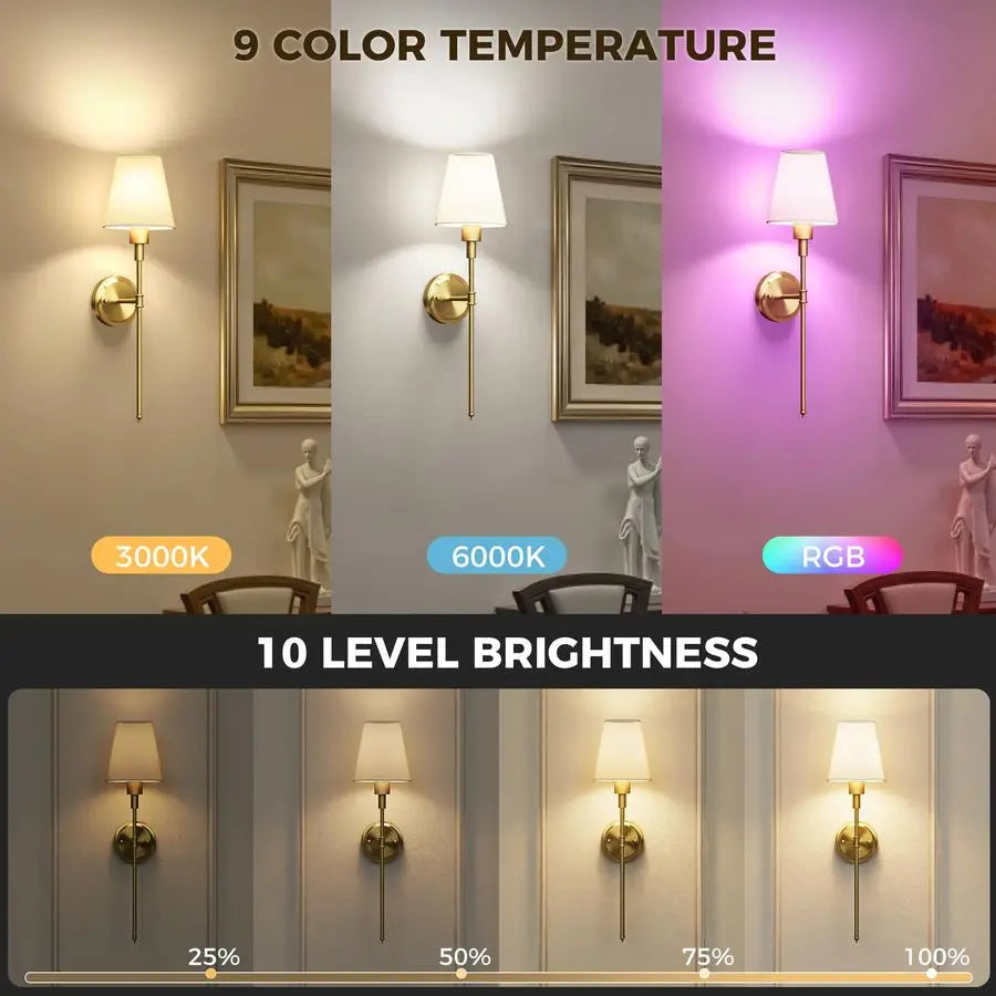 Battery Operated Wall Sconce Rechargeable Wireless Set Of Two