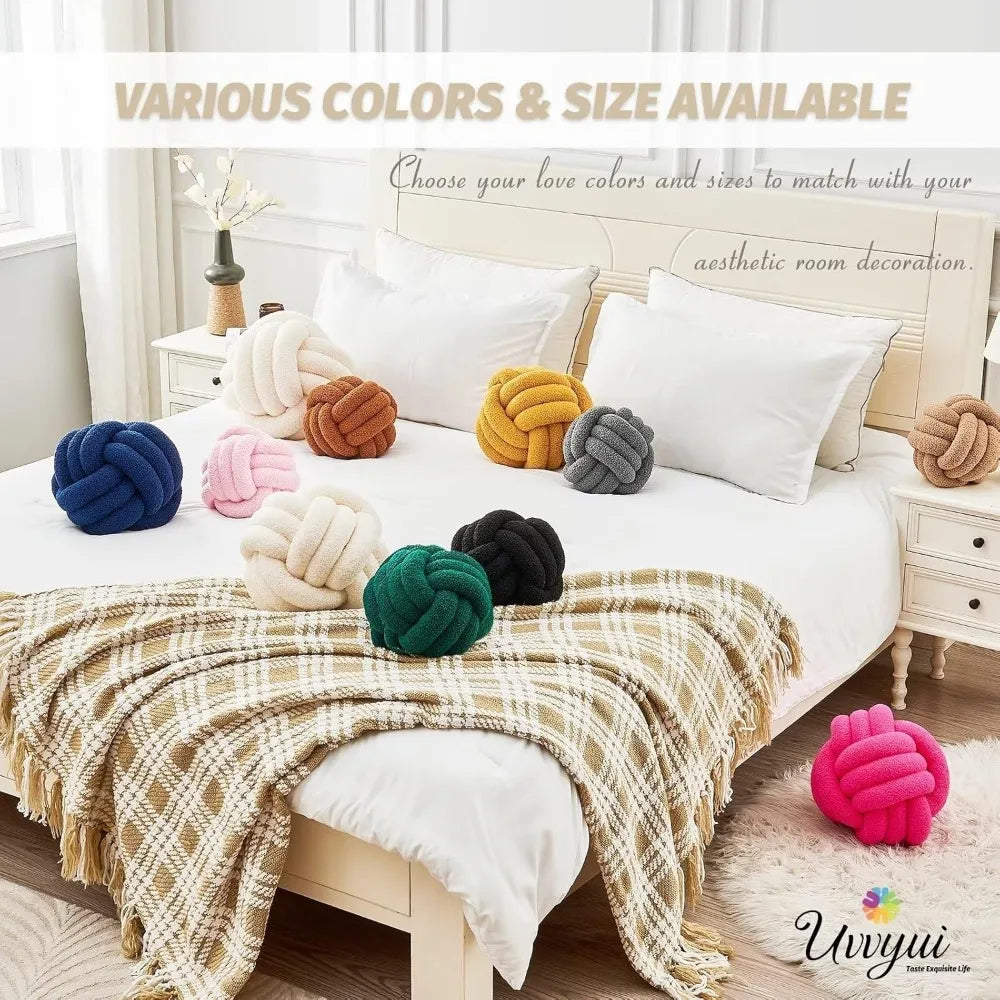 NBVCX Handmade Knot Ball Pillow Soft Round Plush Cushion Decor