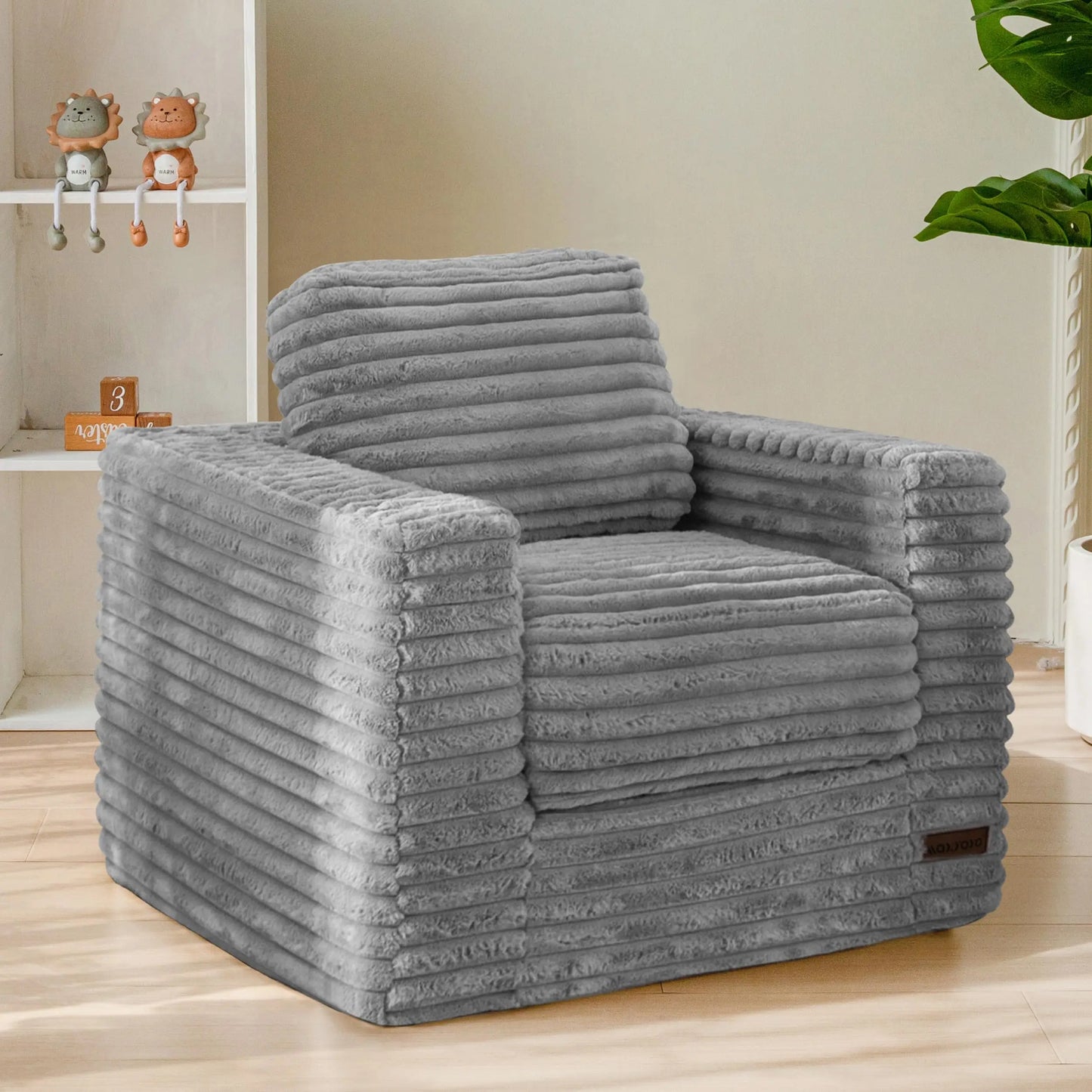 XIUWO Kids Bean Bag Chair With Faux Fur And Pillows