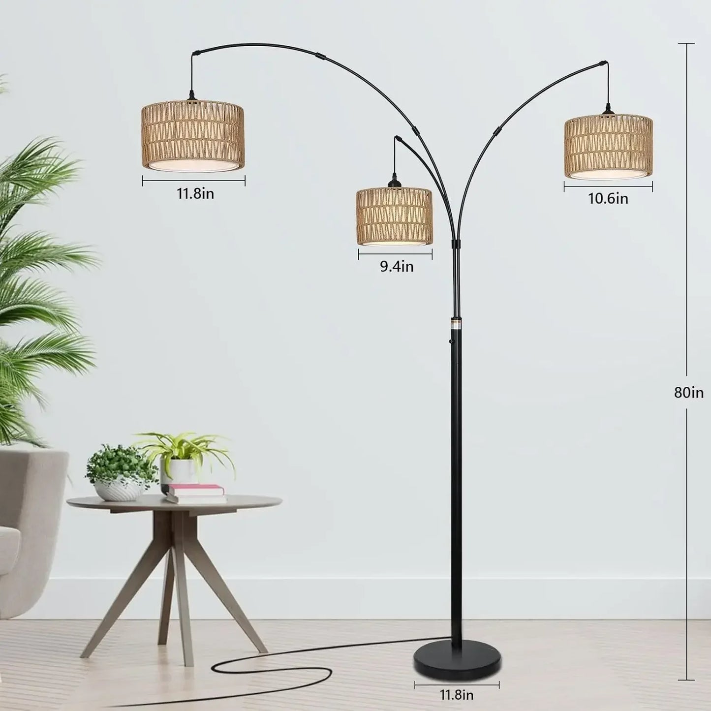 Arc Floor Lamp Boho Industrial Style For Living Room Office