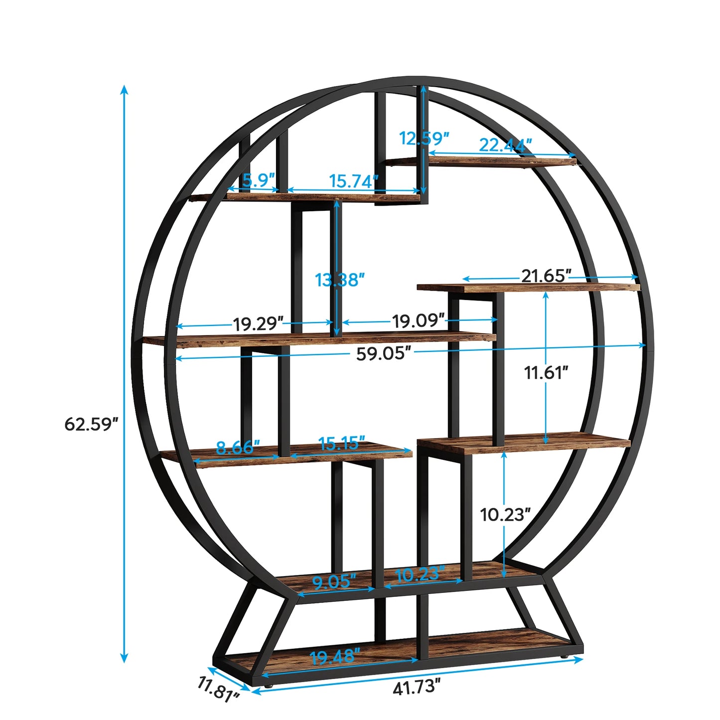 Tribesigns Industrial Wood Etagere Bookshelf With Staggered Shelves