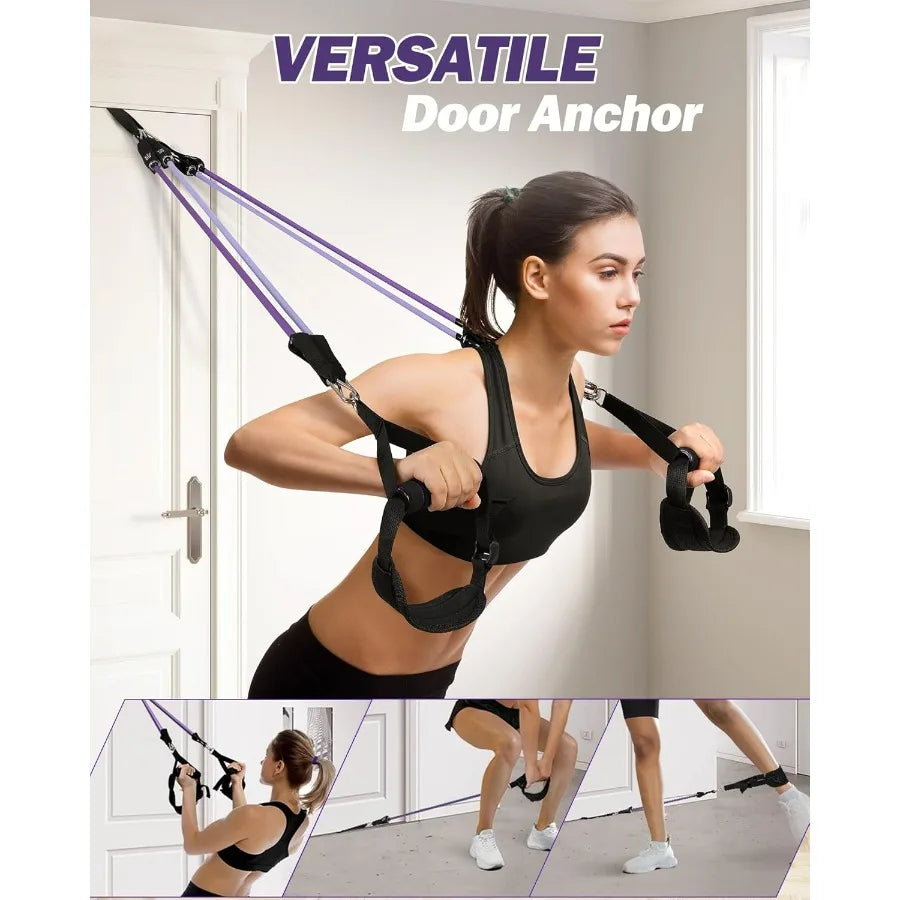 None Upgraded Pilates Bar Kit With Resistance Bands Natural Latex