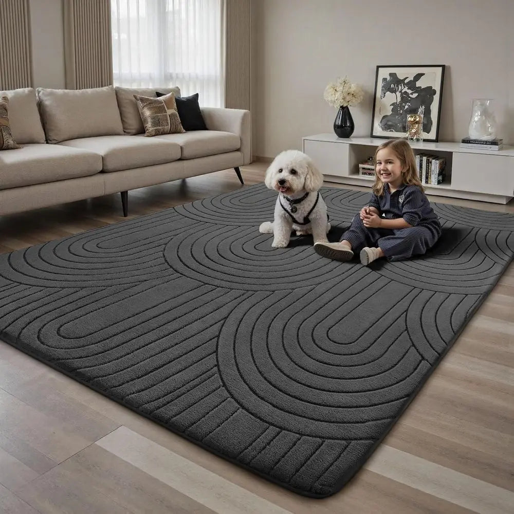 Polyester Area Rug Non Slip Machine Washable Living Room