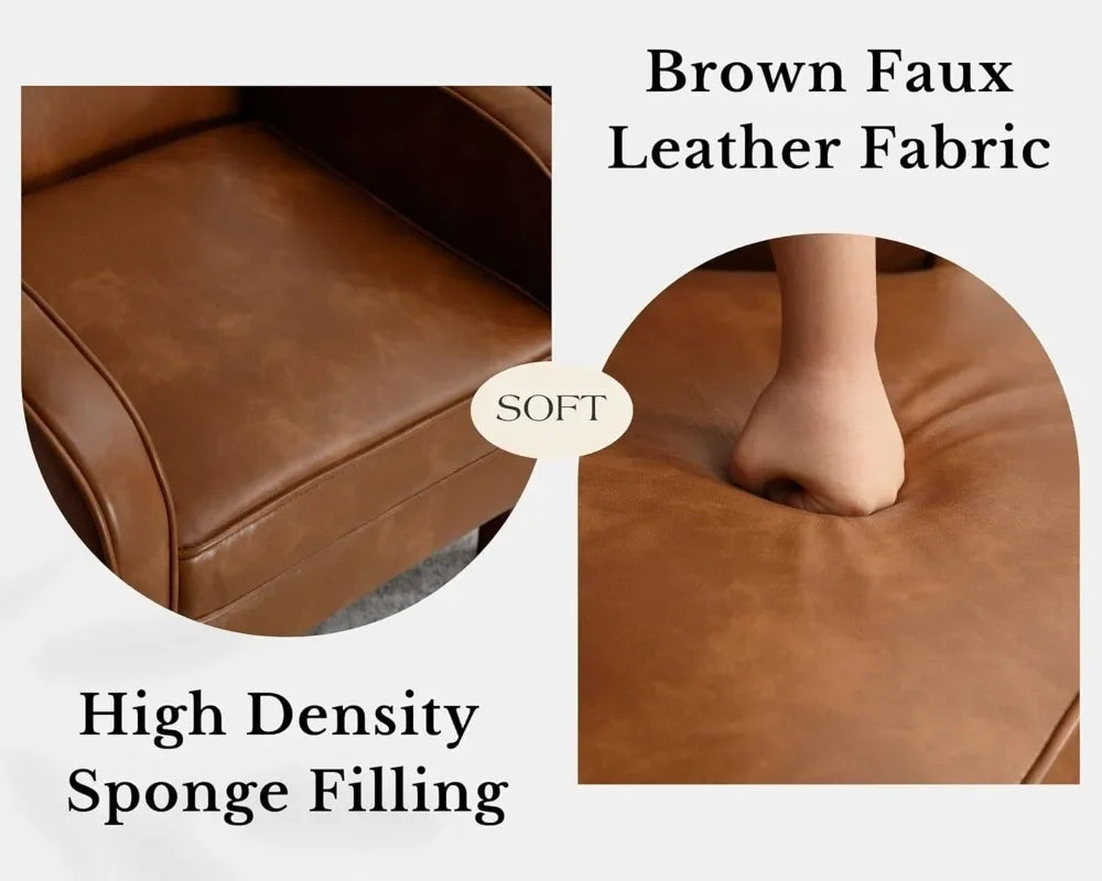 Mid Century Modern Faux Leather Accent Chairs Set of 2