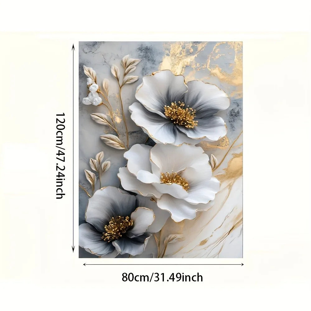 Modern Luxury Floral Canvas Mural Framed 3D Floral Painting