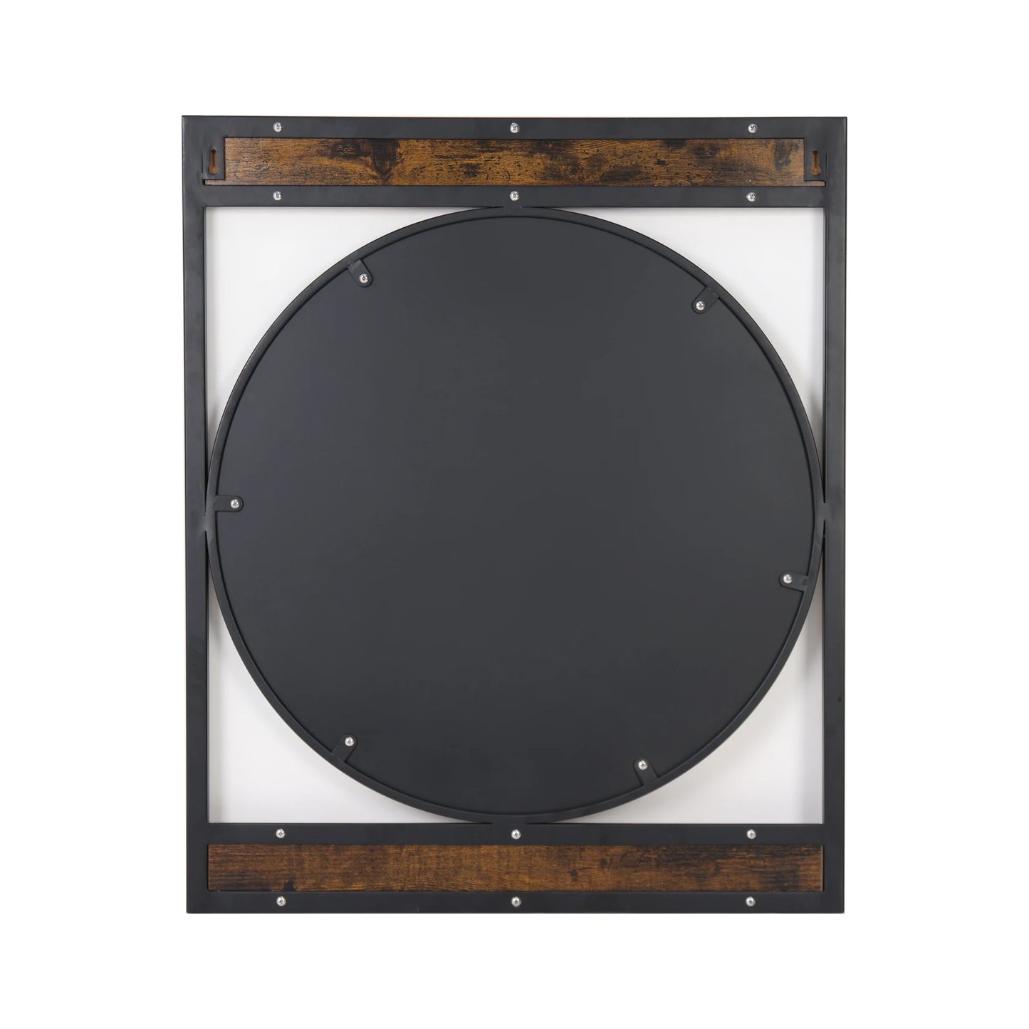 Industrial Wood Frame Wall Mounted Decorative Mirror For Living Room