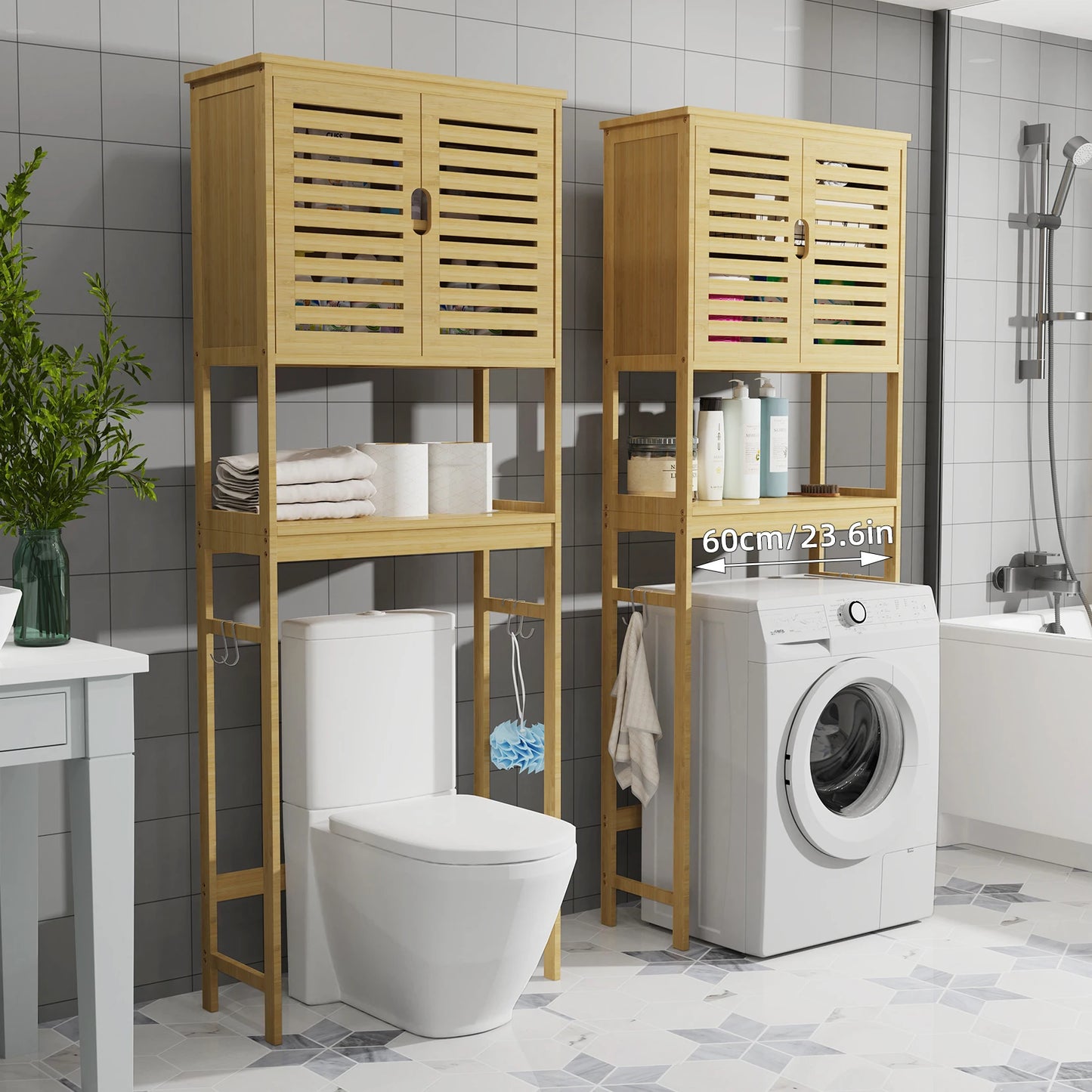 Wisfor Bamboo Over The Toilet Storage Cabinet Free Standing