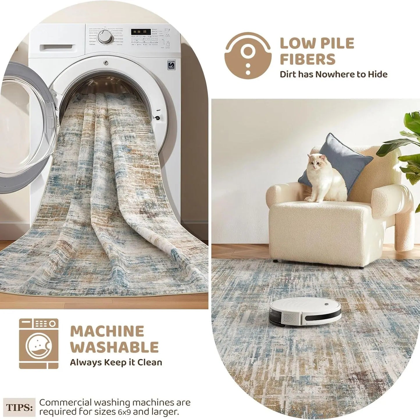 Abstract Area Rug Washable Non Slip Living Room Decor