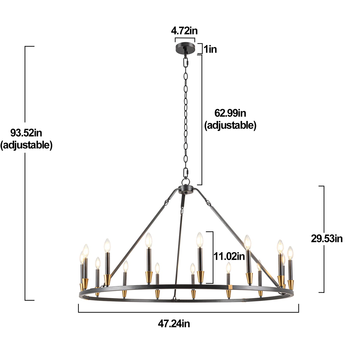 Iron Wagon Wheel Chandelier 15 Light Farmhouse Dining Room Fixture
