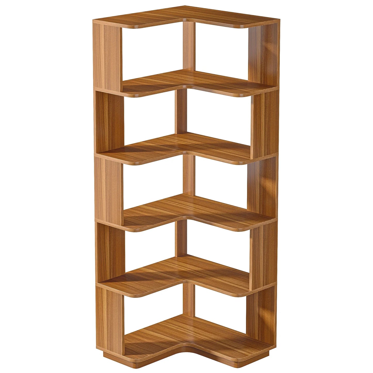 Tribesigns 6 Tier Corner Bookshelf Industrial Wood Grain Corner Shelf