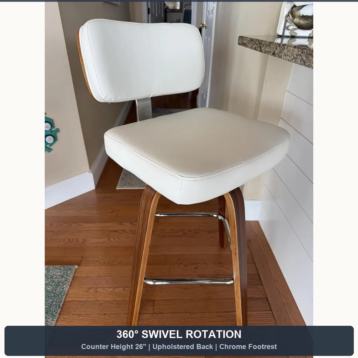 Modern Swivel Counter-Height Bar Stool with Backrest