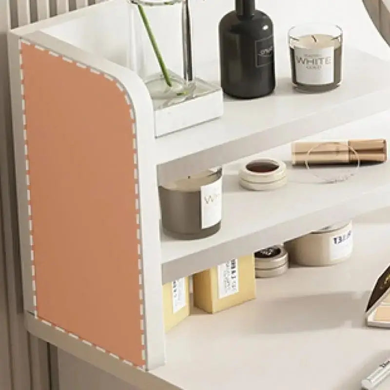 Vanity Table With Two Drawers And Makeup Mirror For Bedroom