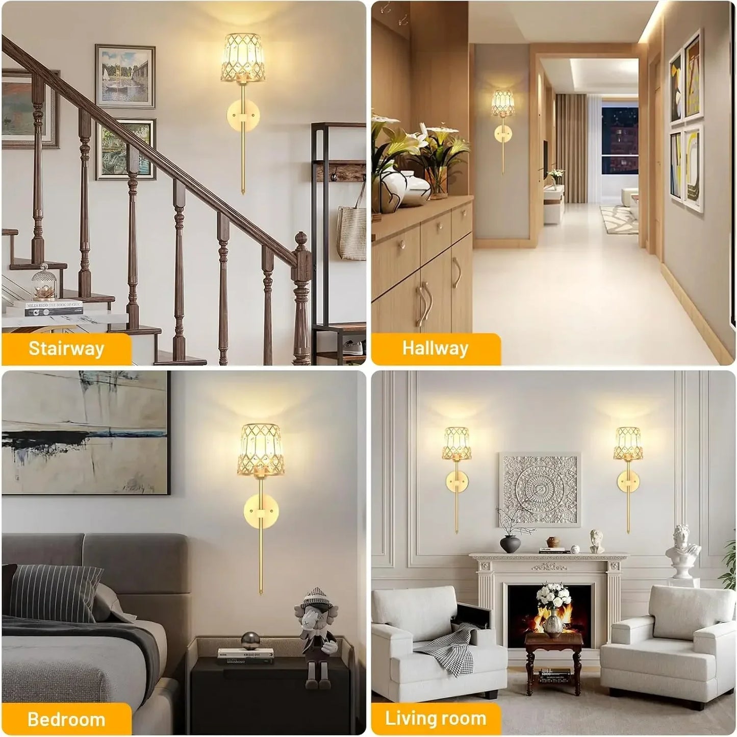 Battery Operated Wall Sconces Set Of 2 Crystal Rechargeable
