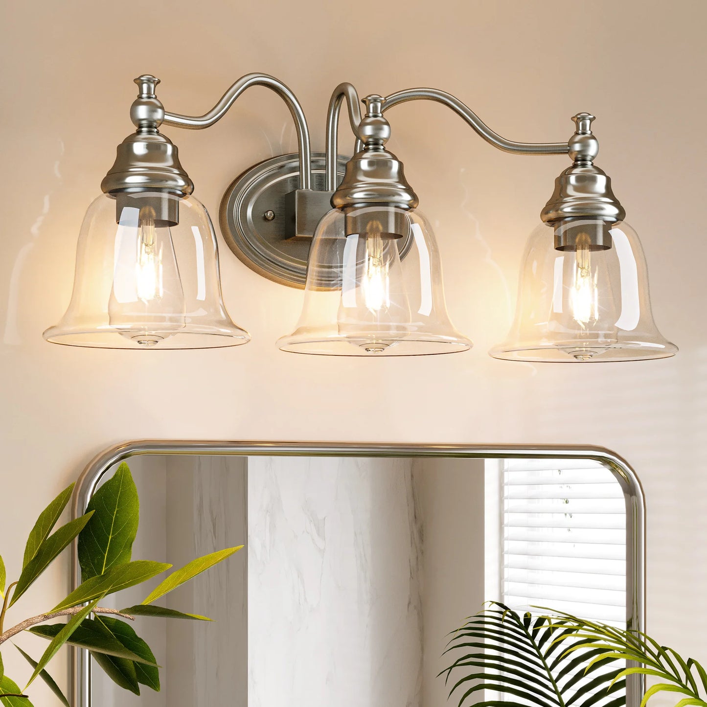 Tribesigns 3 Light Vanity Bath Light Fixture With Glass Shades