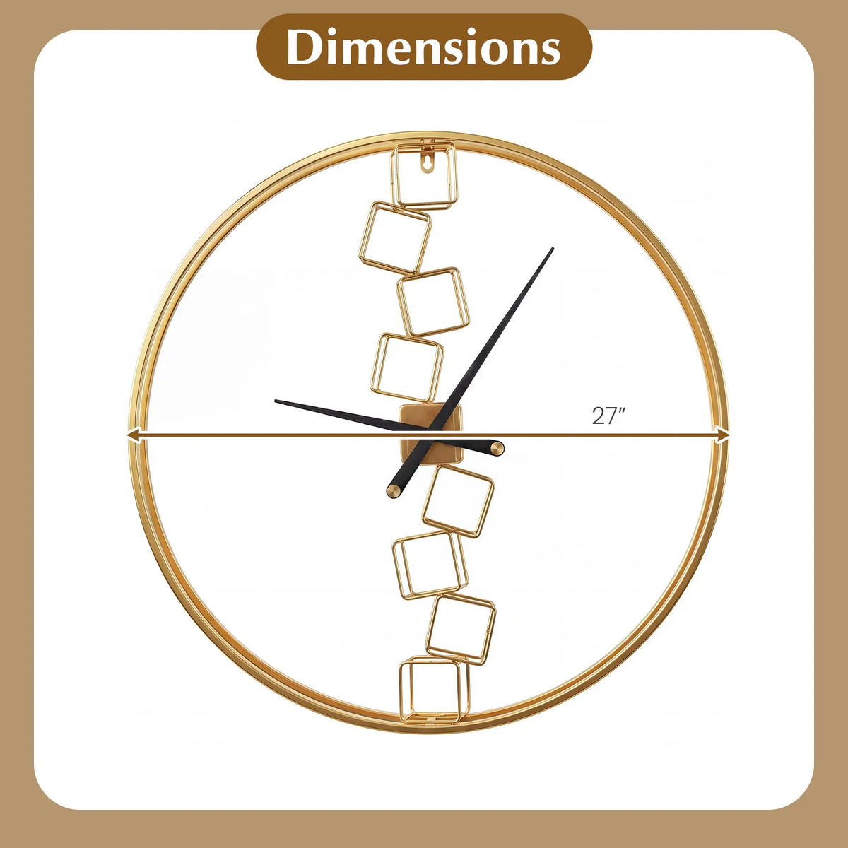 27" Gold Geometric Mid-Century Wall Clock