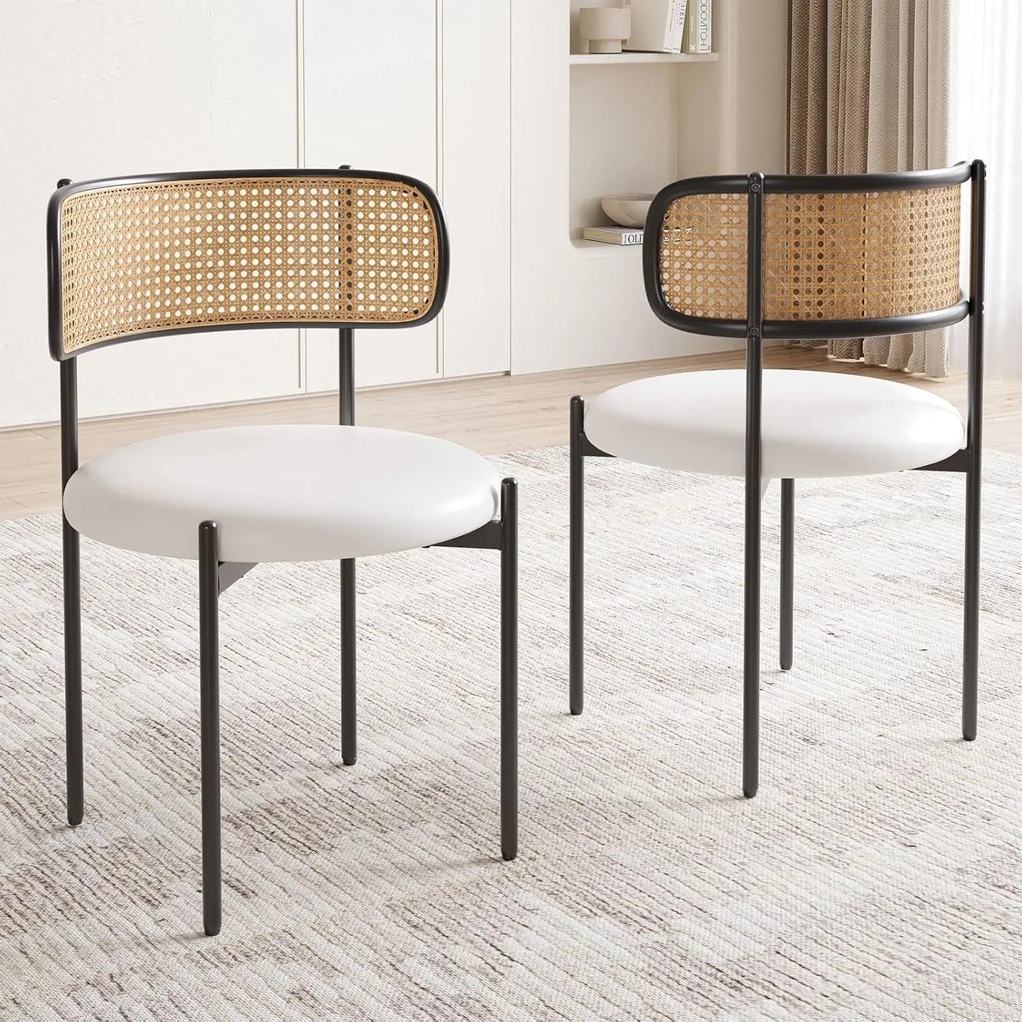 Mid Century Rattan Back Dining Chairs