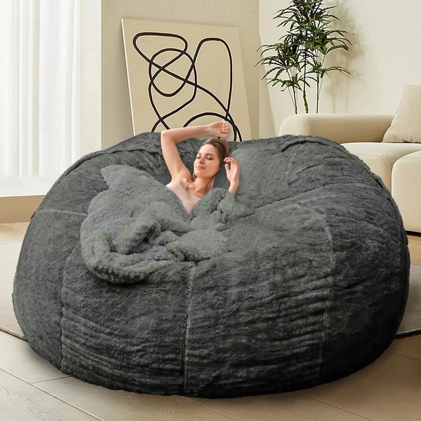 XIUWO Velvet Bean Bag Chair Cover For Adults And Kids