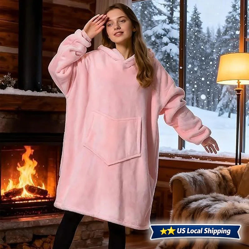 NONECN Wearable Blanket Hoodie For Adults With Sleeves And Pockets