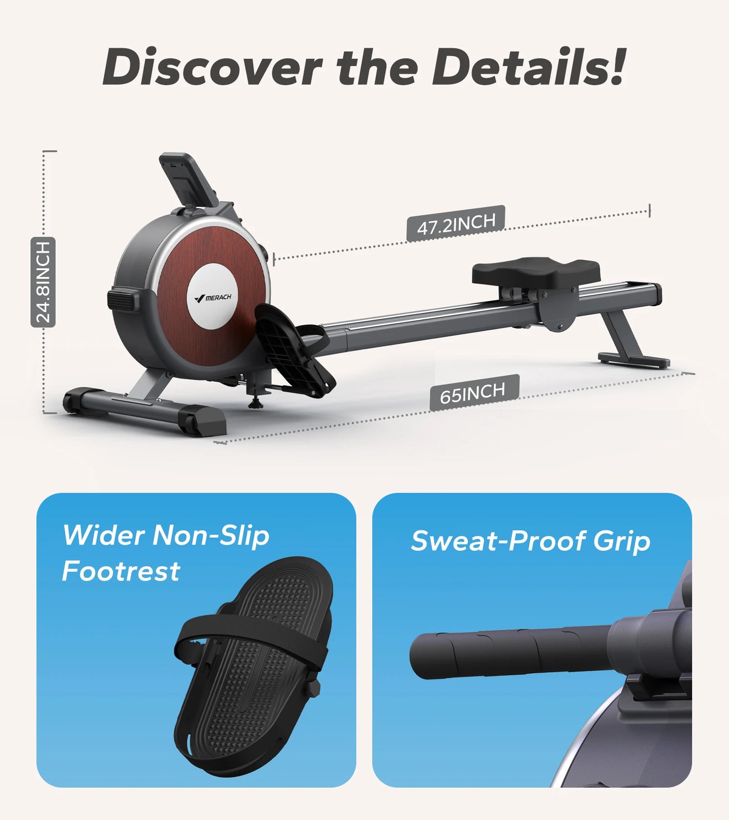 MERACH Magnetic Rowing Machine 16 Levels Resistance 350 Lbs