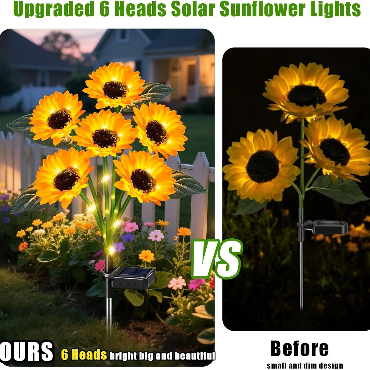 Solar Sunflower Outdoor Lights Waterproof Auto On Off