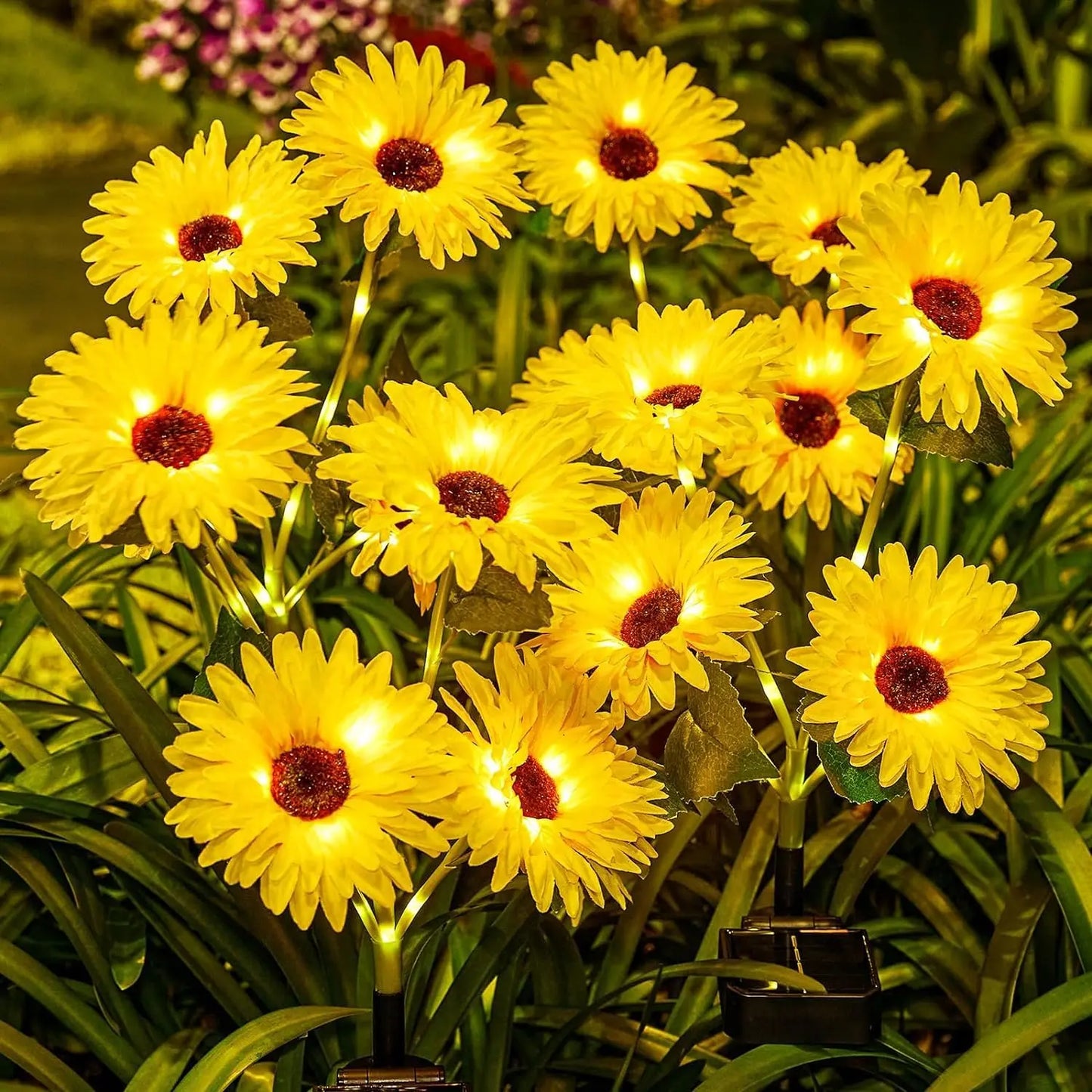 Solar Sunflower Outdoor Lights Waterproof Auto On Off