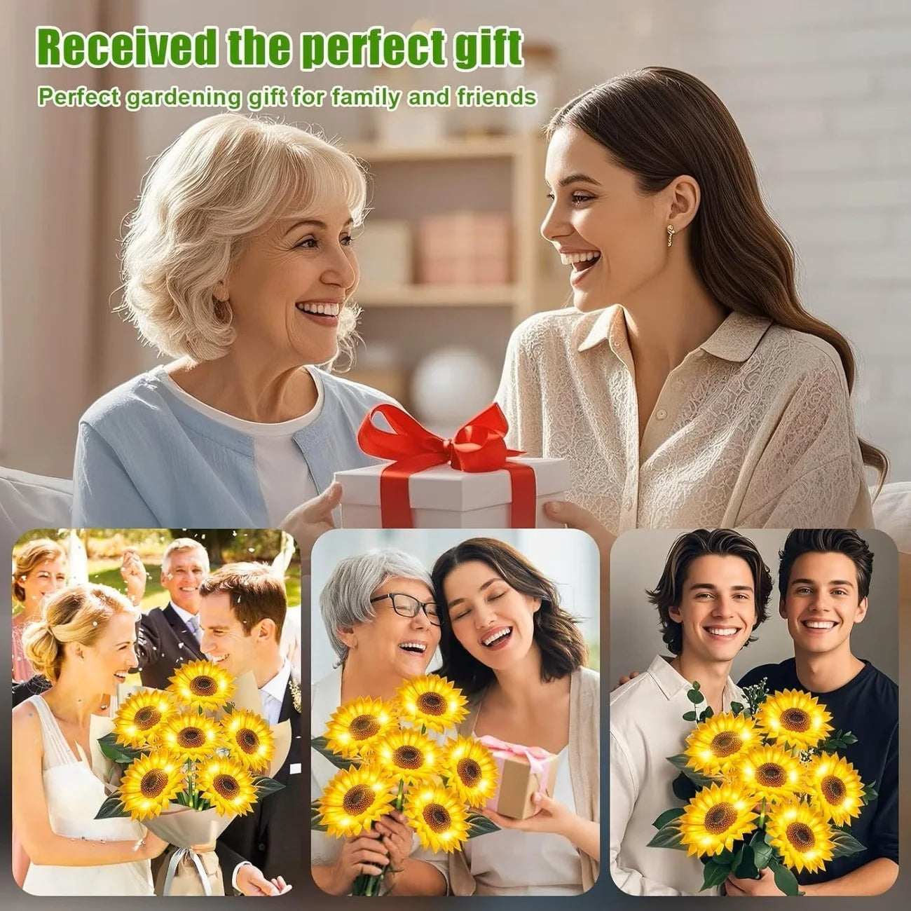 Solar Sunflower Outdoor Lights Waterproof Auto On Off