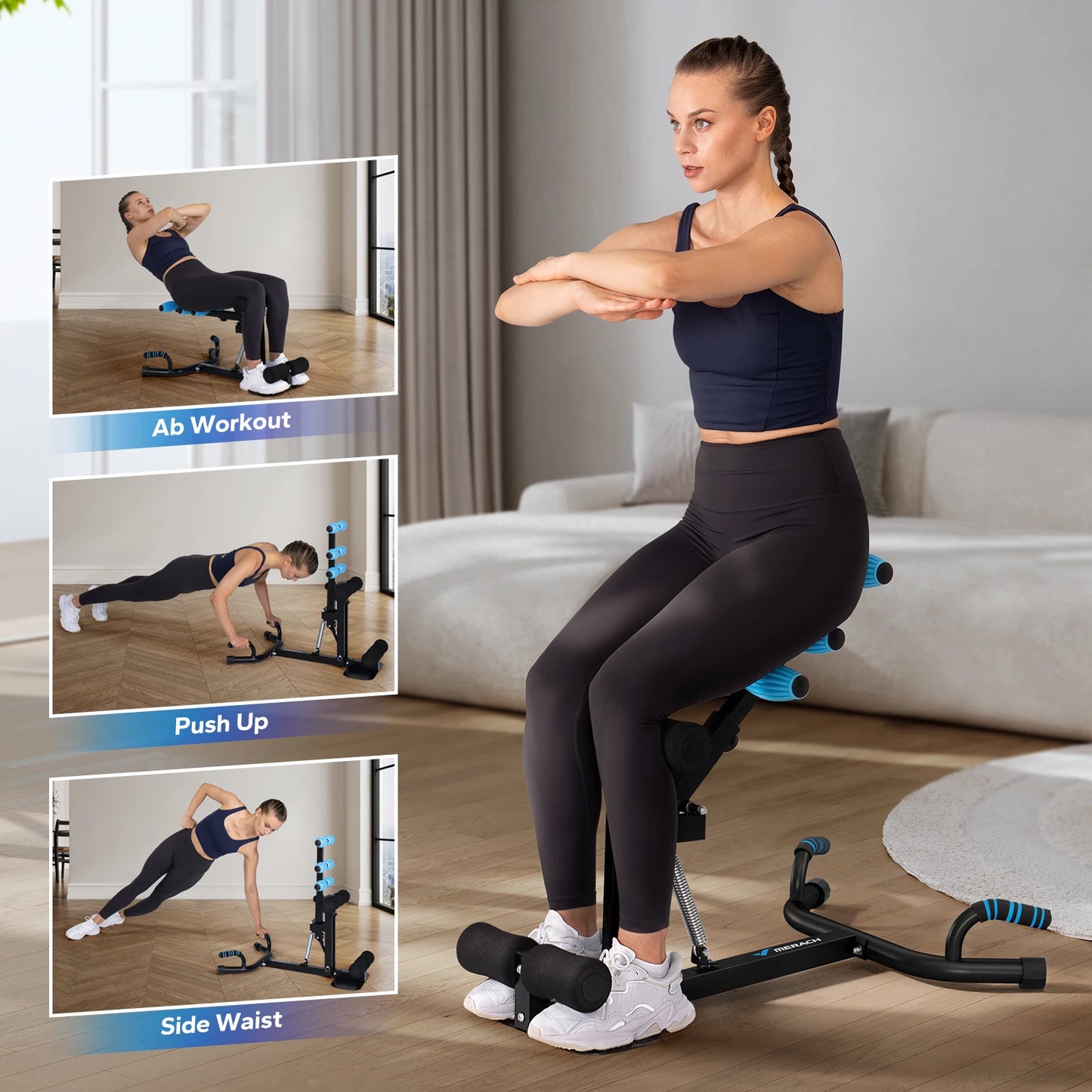MERACH Deep Squat Machine Glutes Trainer For Core Legs Pushups