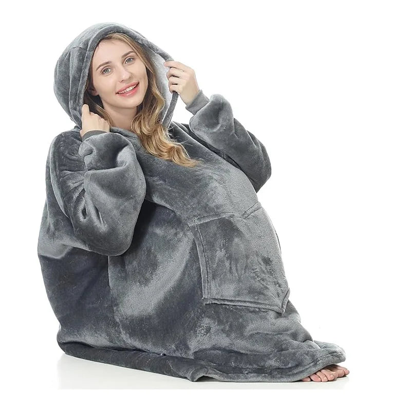 NONECN Wearable Blanket Hoodie For Adults With Sleeves And Pockets