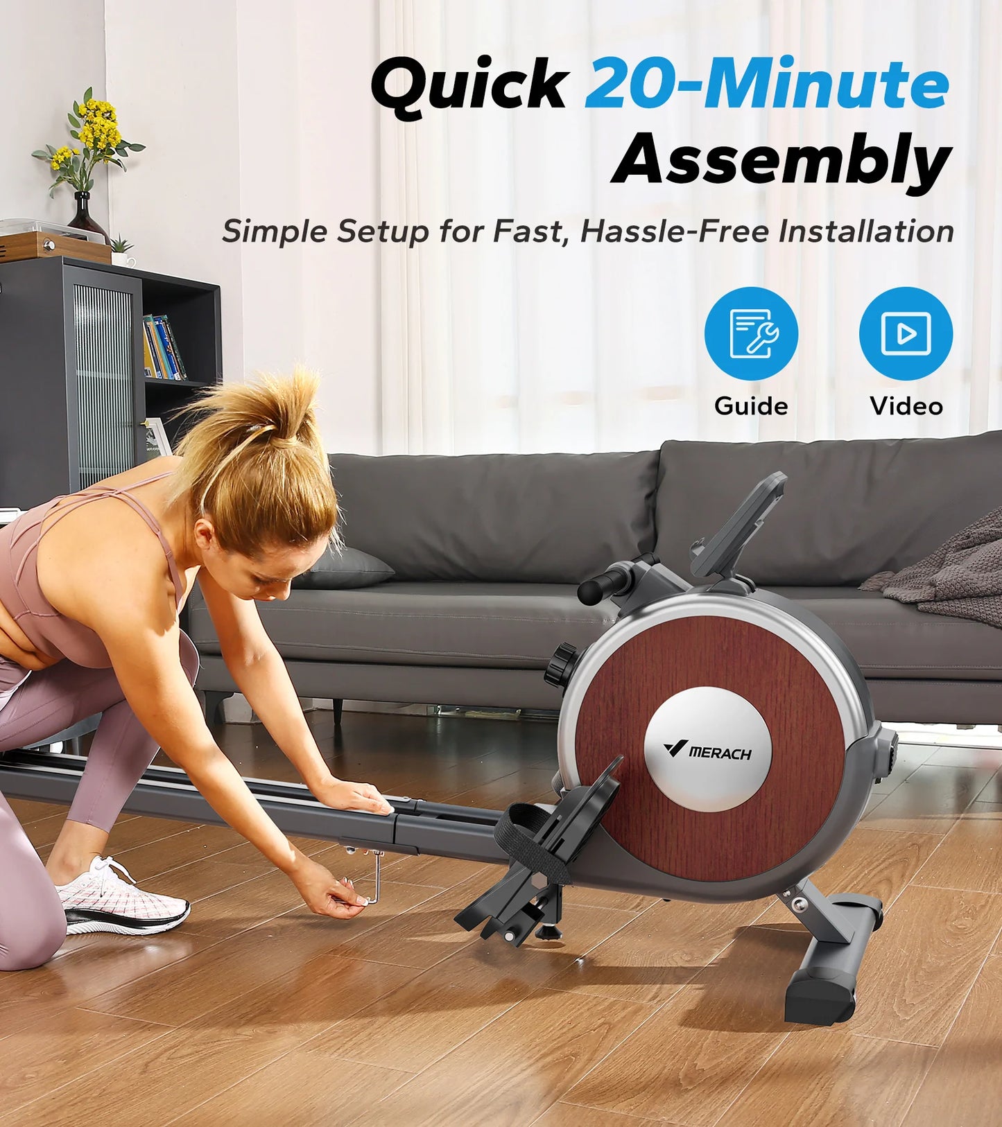 MERACH Magnetic Rowing Machine 16 Levels Resistance 350 Lbs