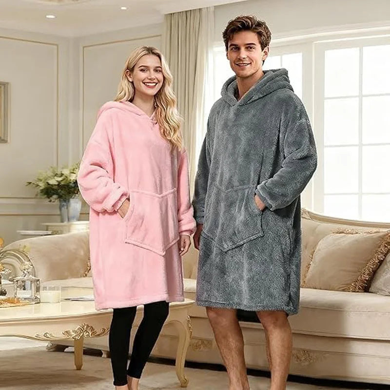 NONECN Wearable Blanket Hoodie For Adults With Sleeves And Pockets