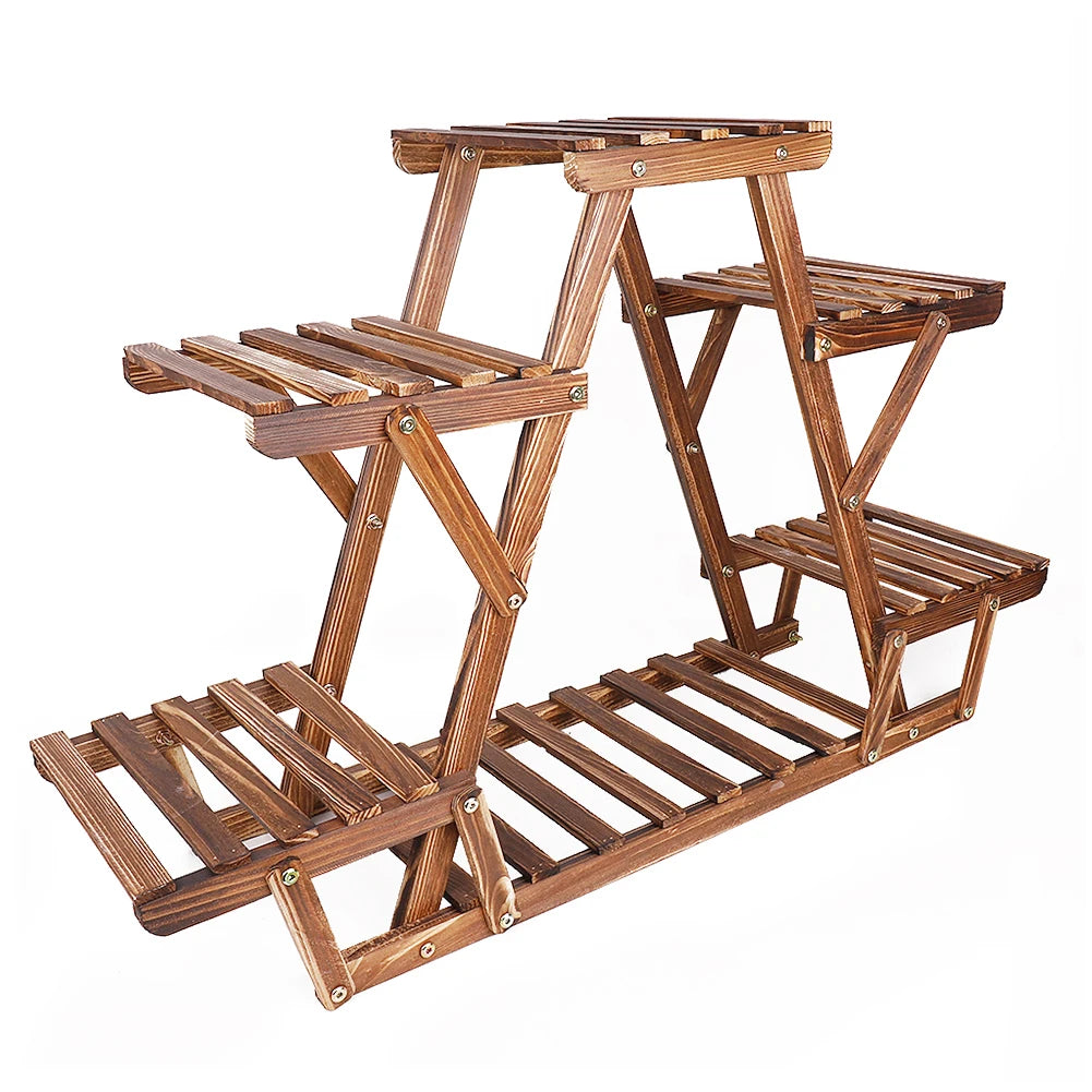 Wisfor 6 Tier Wood Plant Stand Indoor Outdoor Corner Rack