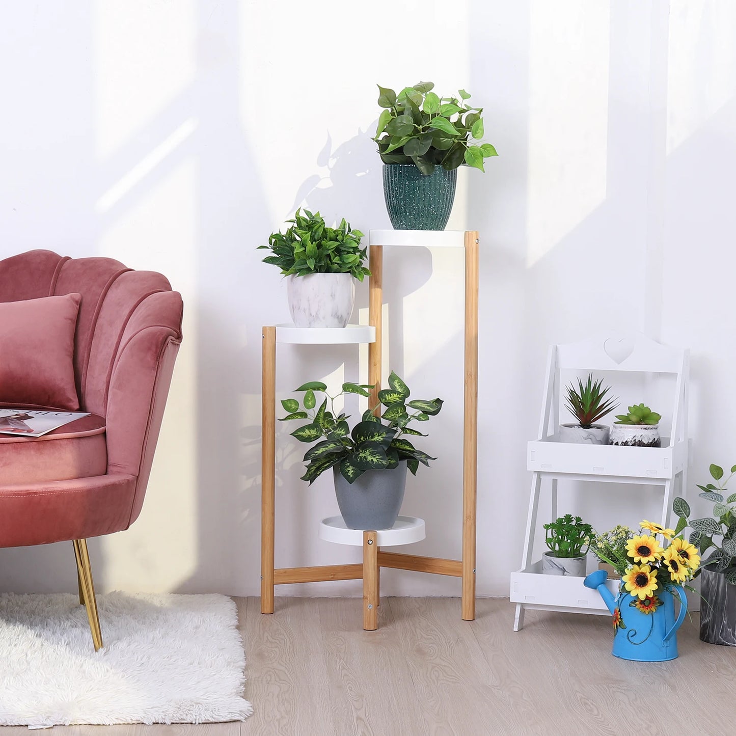 BINGOPAW Bamboo Plant Stands 3 Tier Indoor Corner Display Rack
