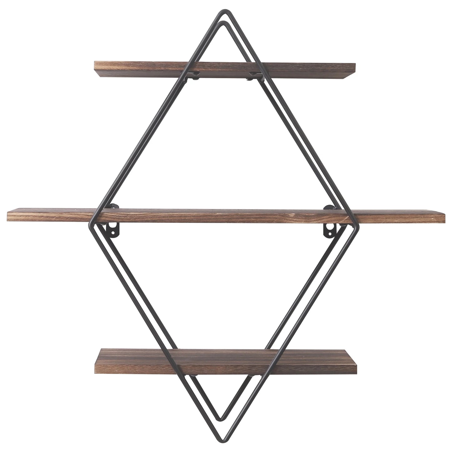 Three Tier Industrial Wood Floating Shelf Wall Mount