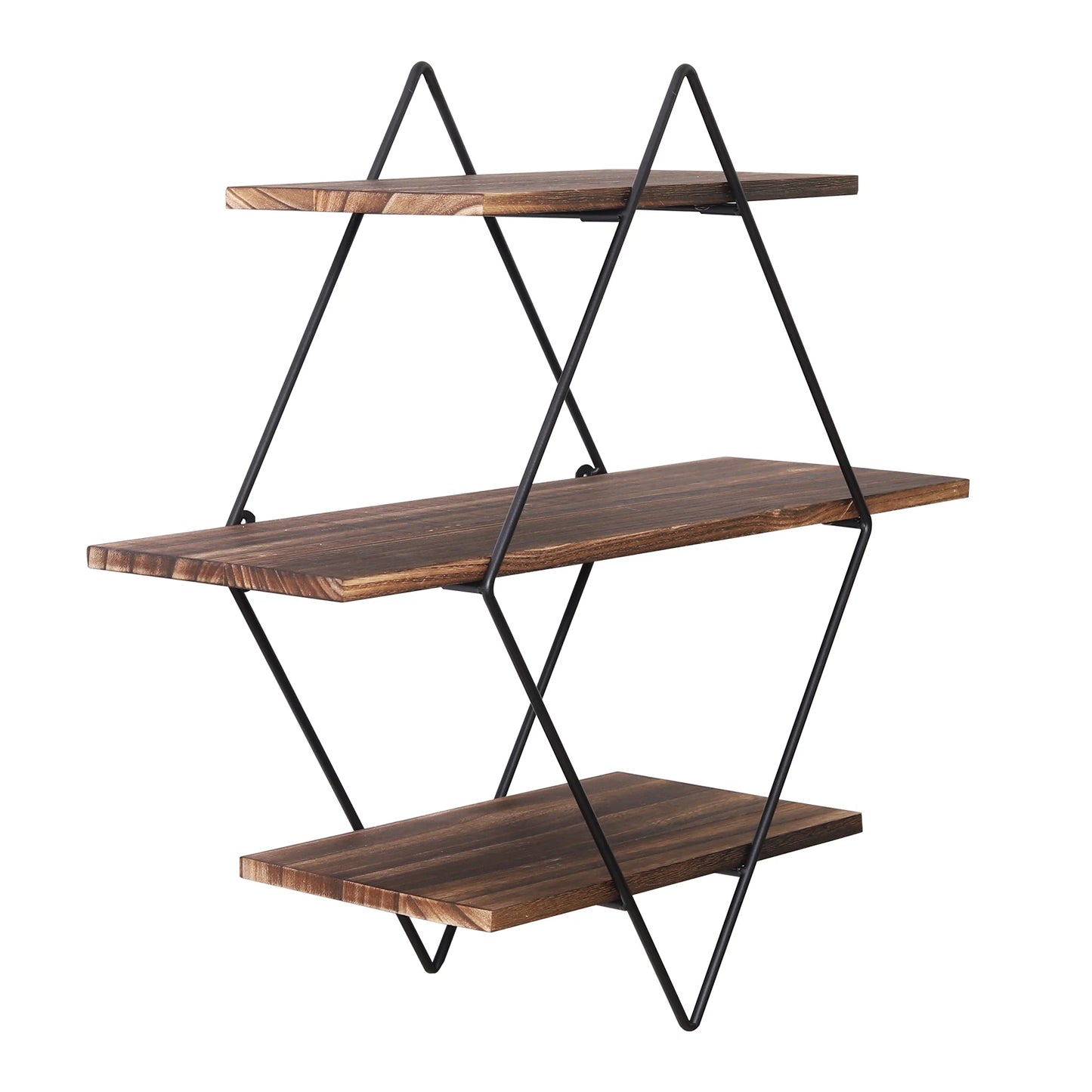 Three Tier Industrial Wood Floating Shelf Wall Mount
