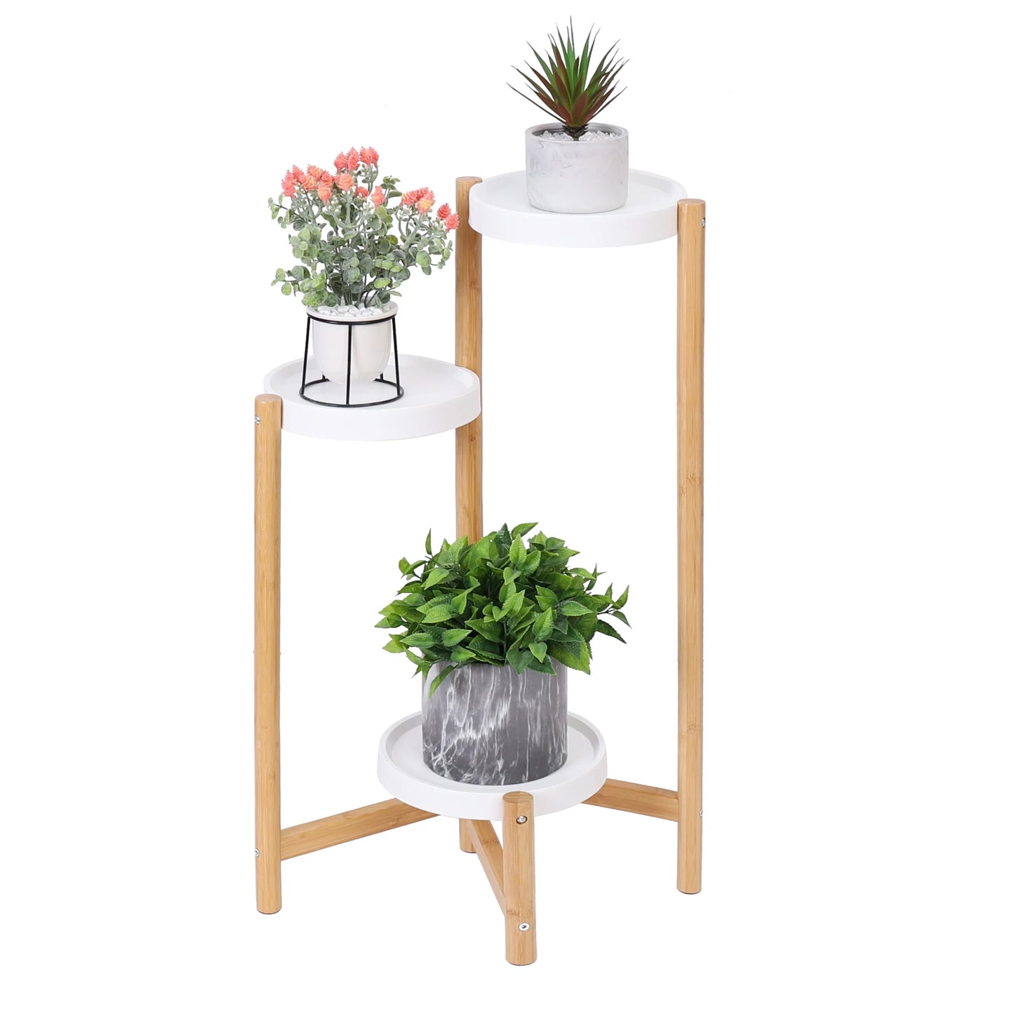 BINGOPAW Bamboo Plant Stands 3 Tier Indoor Corner Display Rack