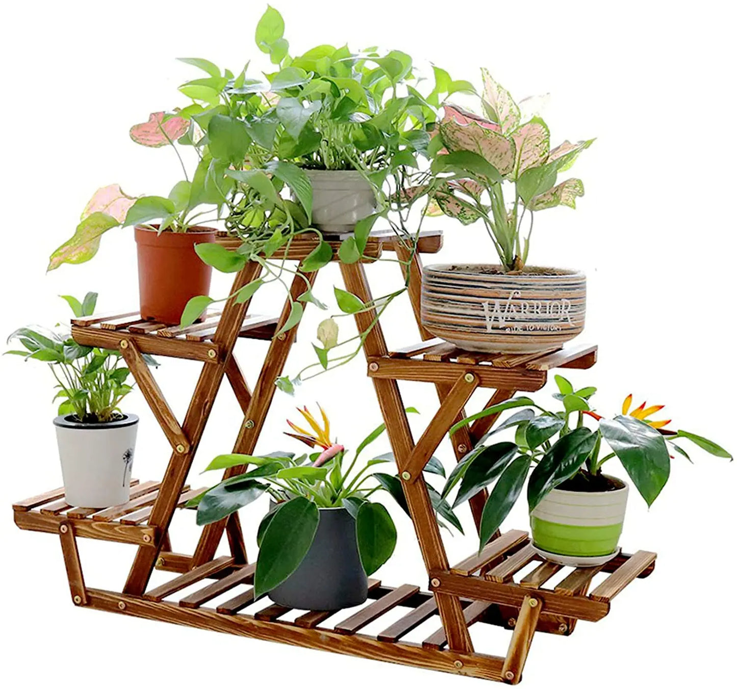 Wisfor 6 Tier Wood Plant Stand Indoor Outdoor Corner Rack