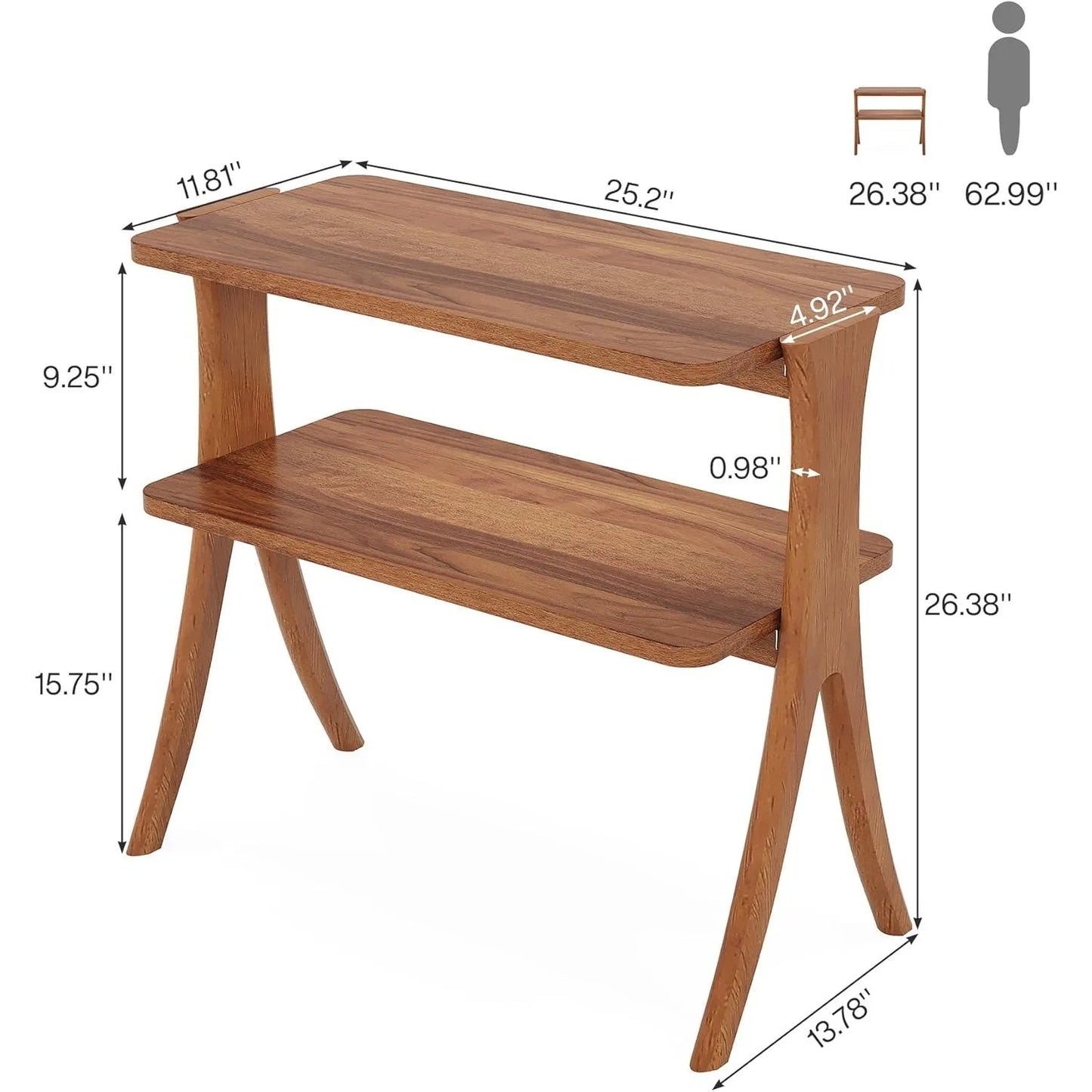 LITTLE TREE Side Table Farmhouse End Table Two Tier Storage