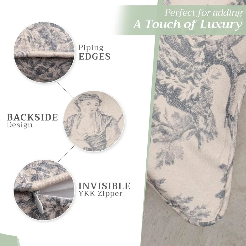 XIUWO Toile Pattern Decorative Pillow Covers With Invisible Zipper