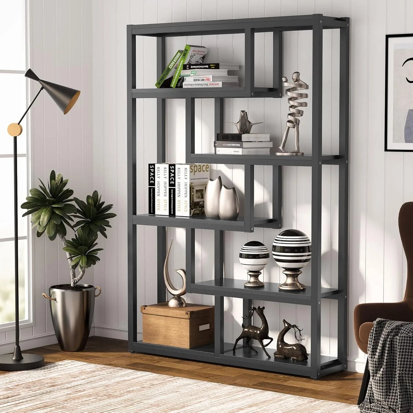 Way To Origin Modern Industrial Etagere Bookshelf Storage Display