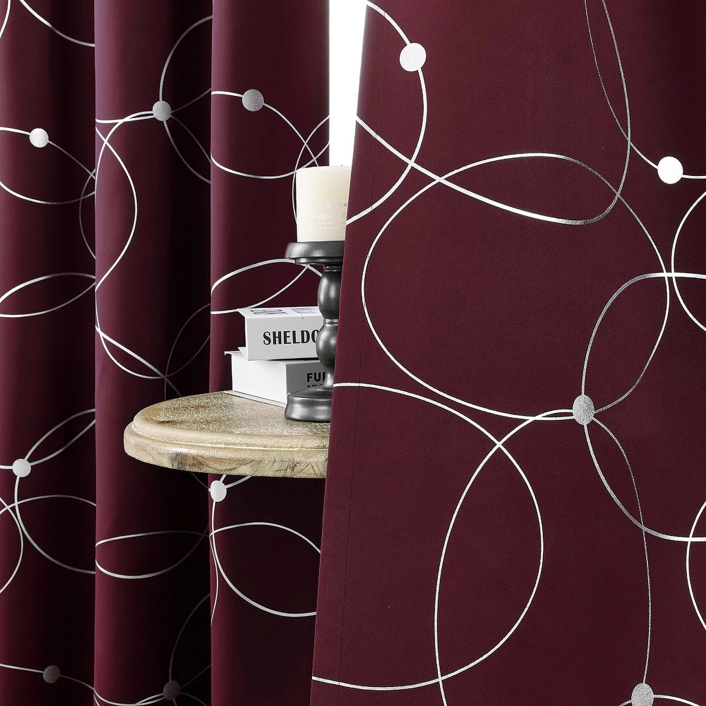 Blackout Curtains Grommet Thermal Insulated Room Darkening Foil Print Bedroom