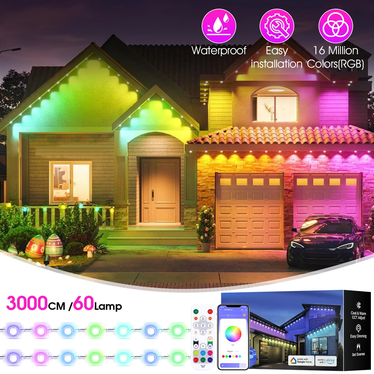 Aiopp RGBIC Outdoor Lights 60 90 LEDs IP67 Waterproof