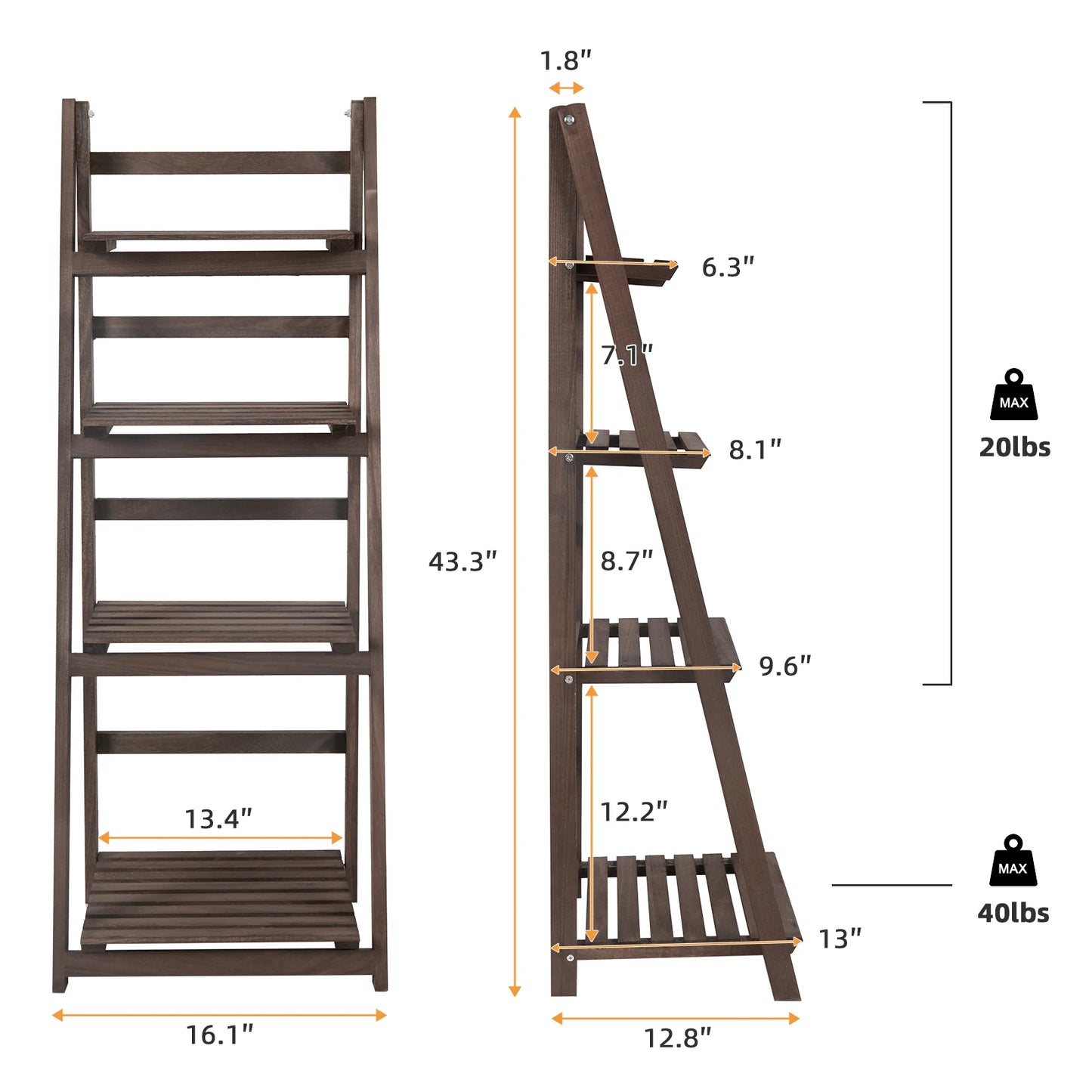 Wisfor 4 Tier Wooden Flower Display Stand For Indoor Outdoor
