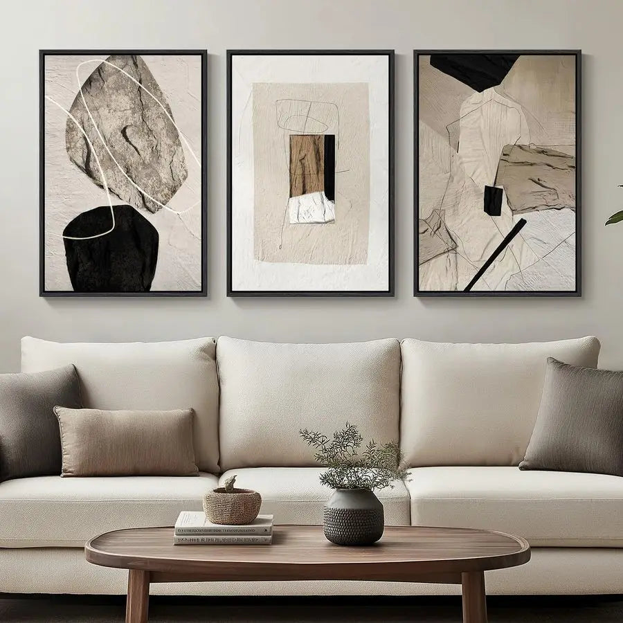 Abstract Wall Art Set of 3 Modern Canvas Prints Gallery