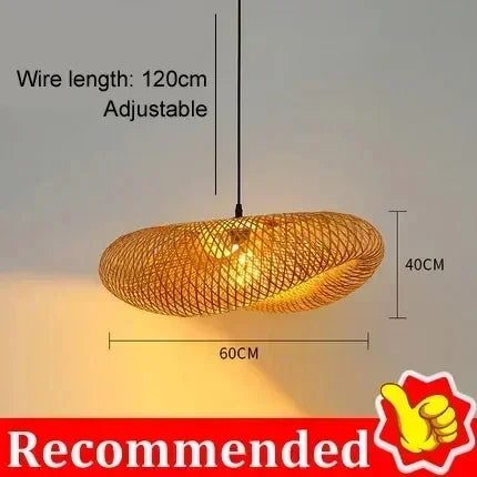 JOYINLED Handmade Bamboo Weaving LED Pendant Light Chandelier