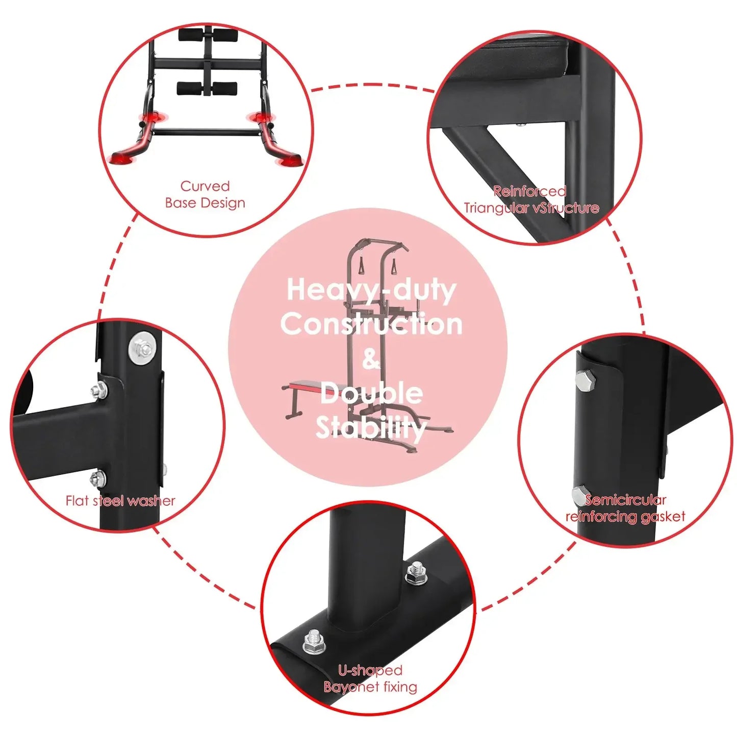 Homfa Foldable Power Tower And Adjustable Workout Bench System