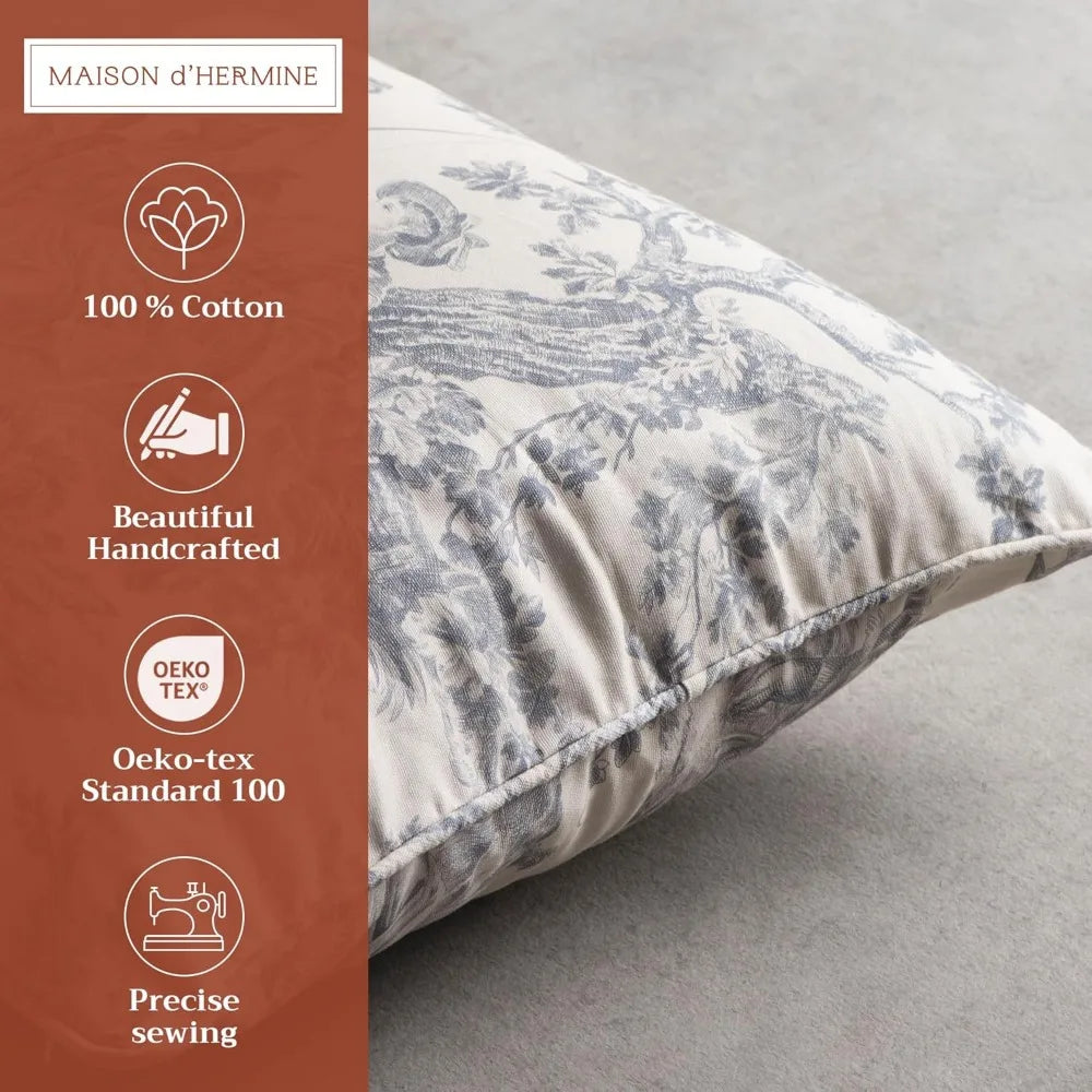 XIUWO Toile Pattern Decorative Pillow Covers With Invisible Zipper