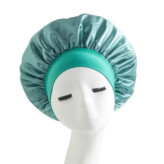 Satin Nightcap Headband Elasticated Wide Brim for Sleeping